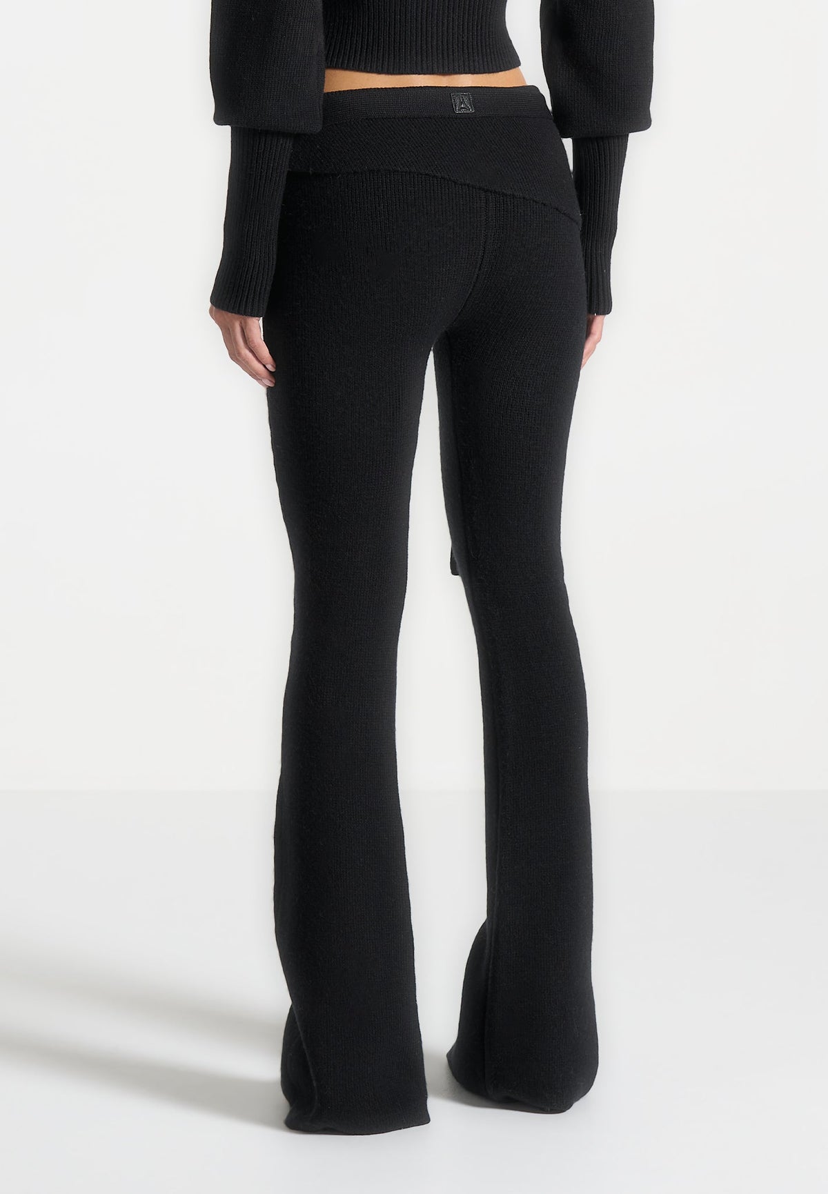Knitted Fit & Flare Leggings with Belt - Black