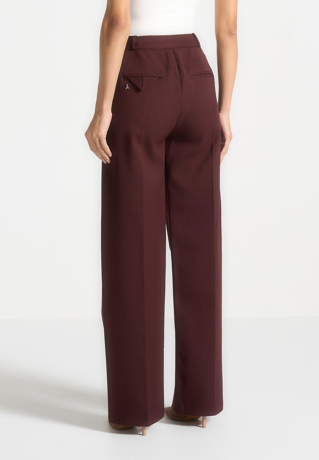 Tailored Twin Pleat Trousers - Wine Red