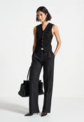 Tailored Twin Pleat Trousers - Black