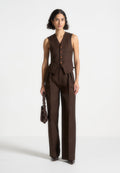 Tailored Cinch Waistcoat - Brown