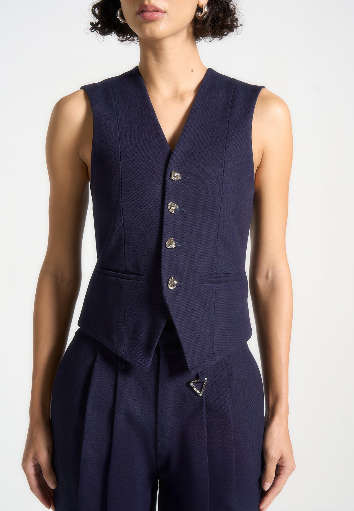 Gabardine Cinch Waistcoat - Indigo