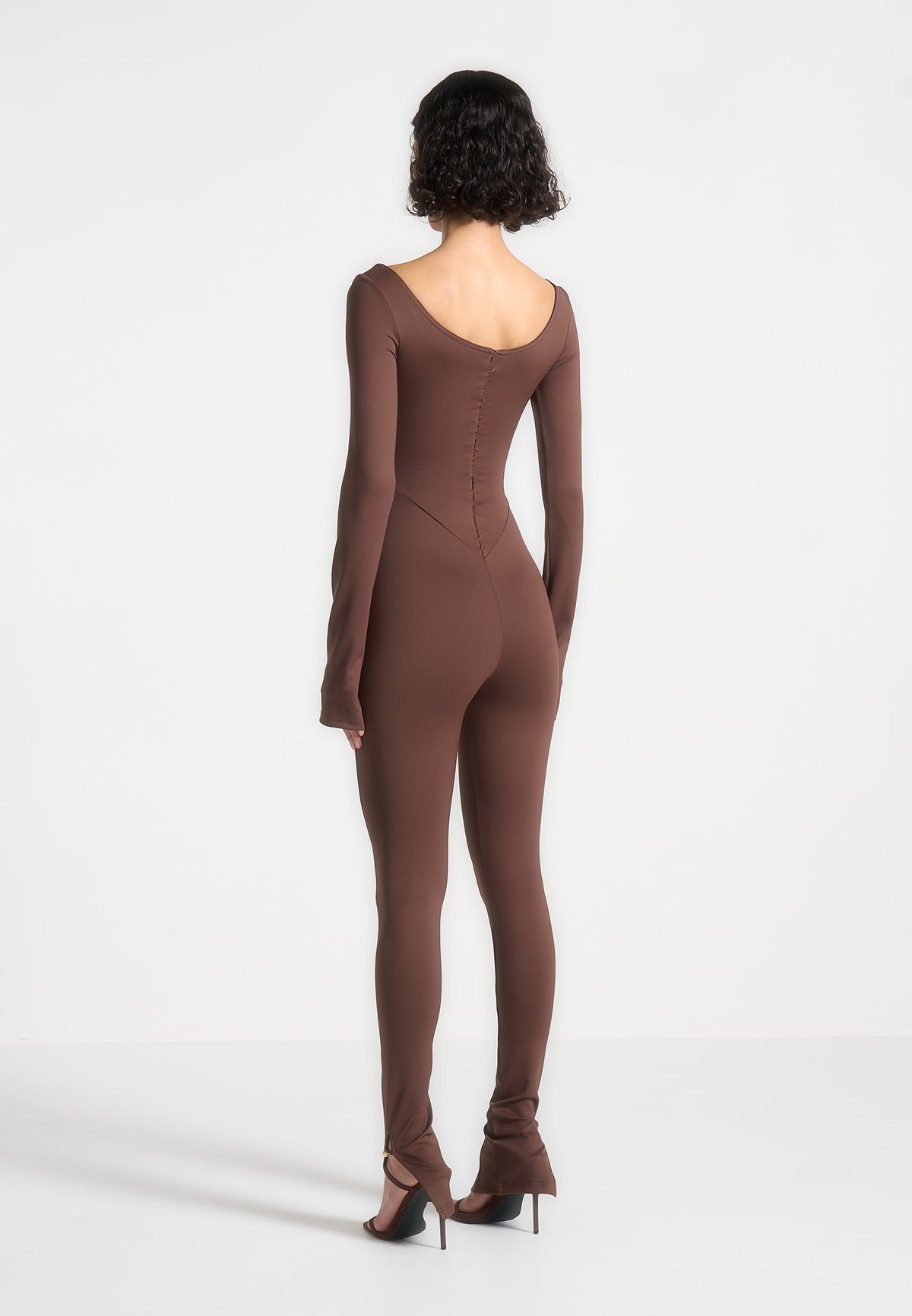 Twisted Bust Off Shoulder Jumpsuit - Brown