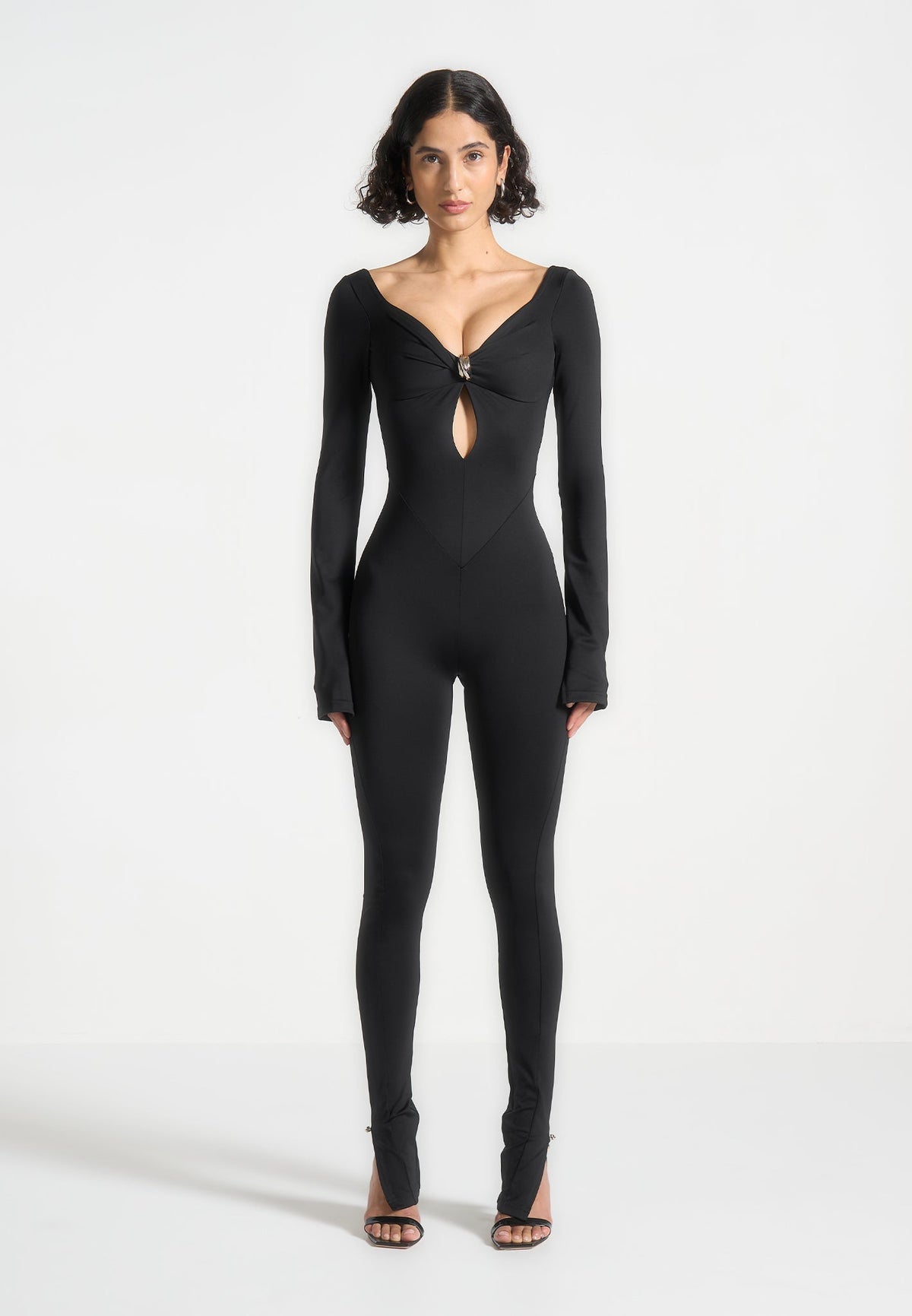 Twisted Bust Off Shoulder Jumpsuit - Black