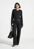 Tweed Trousers with Belt - Black