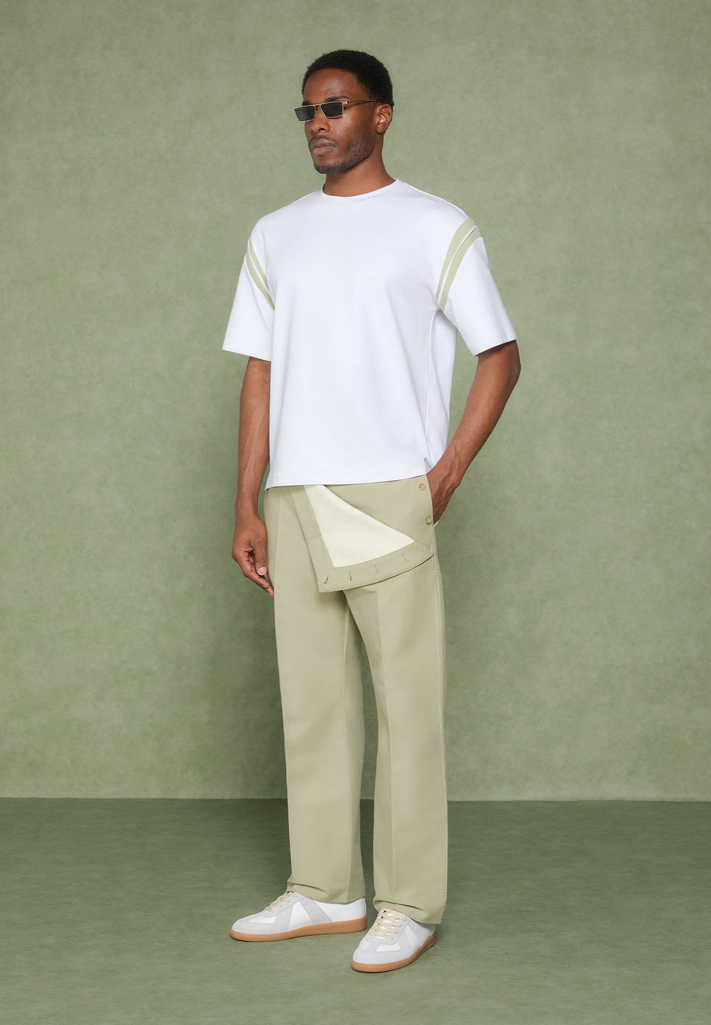 Varsity T-Shirt - Off White/Sage