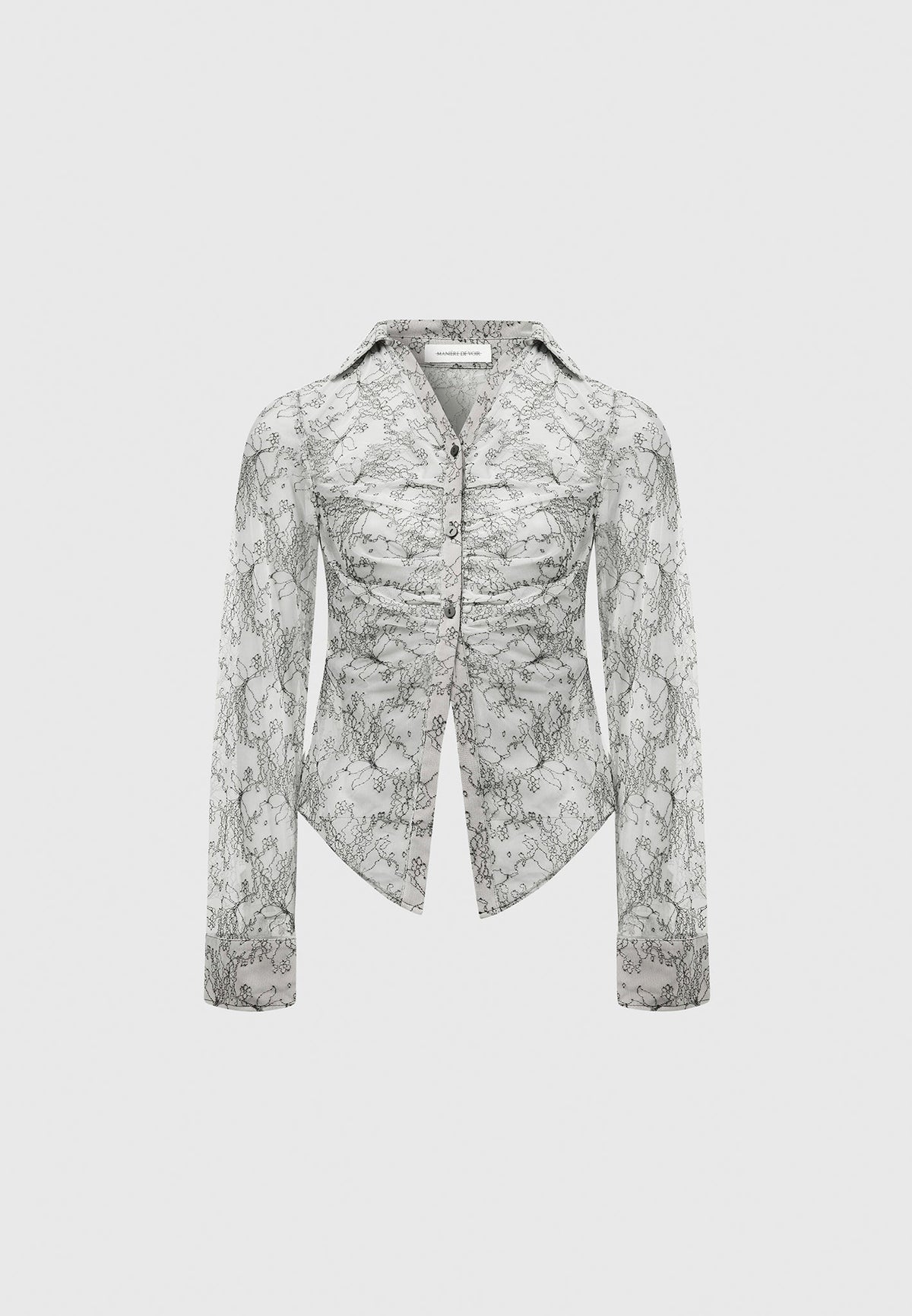 Lace Mesh Contour Shirt - Off White