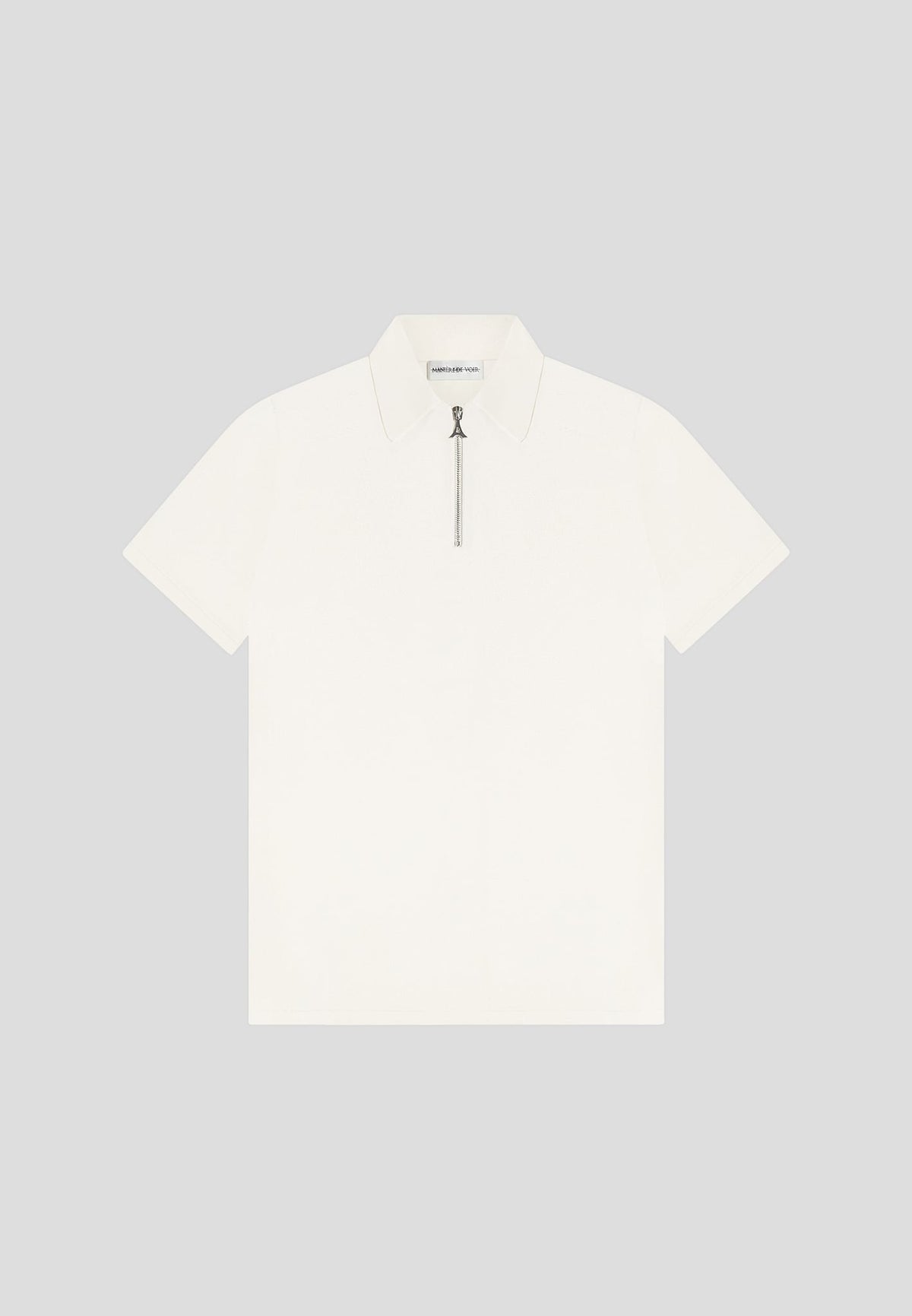 Luxe Polo Top With Zip - Off White