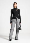 Distressed Mom Jeans - Washed Black