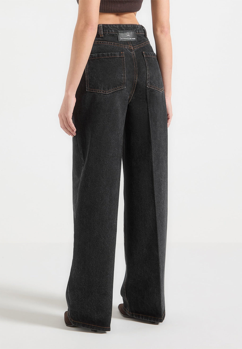 Wrapover Baggy Jeans - Black