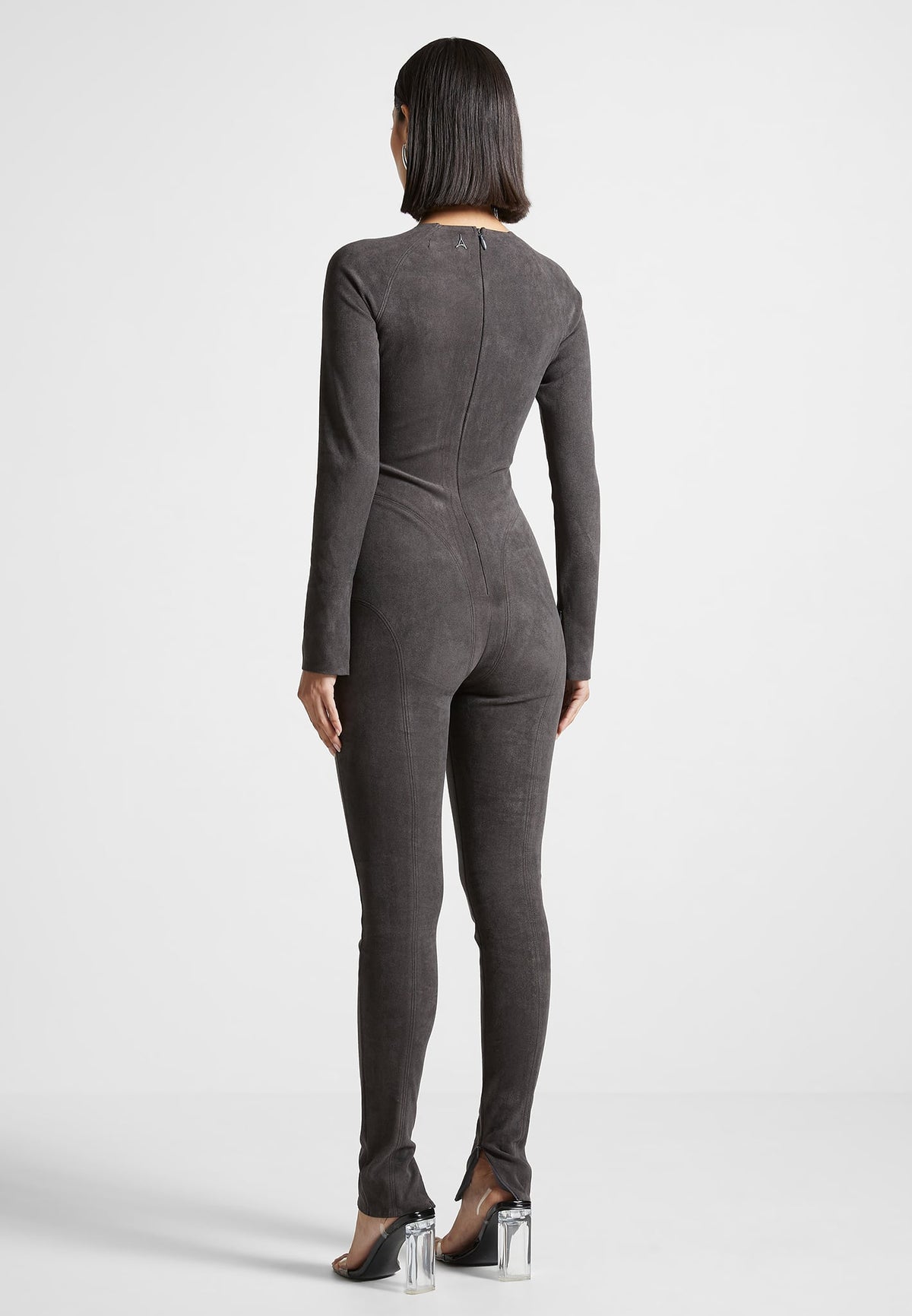 Vegan Suede Jumpsuit - Dark Grey