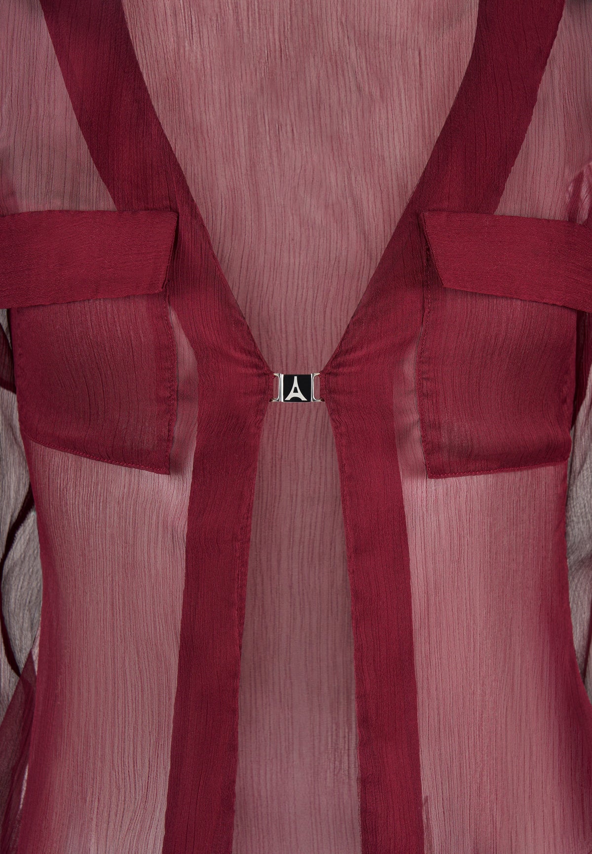 Sheer Shirt with Clasp - Wine Red