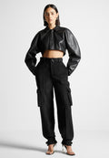 Wool Tailored Cargo Trousers - Black
