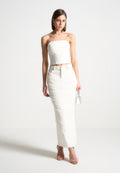 Denim Bandeau Corset Top - Off White