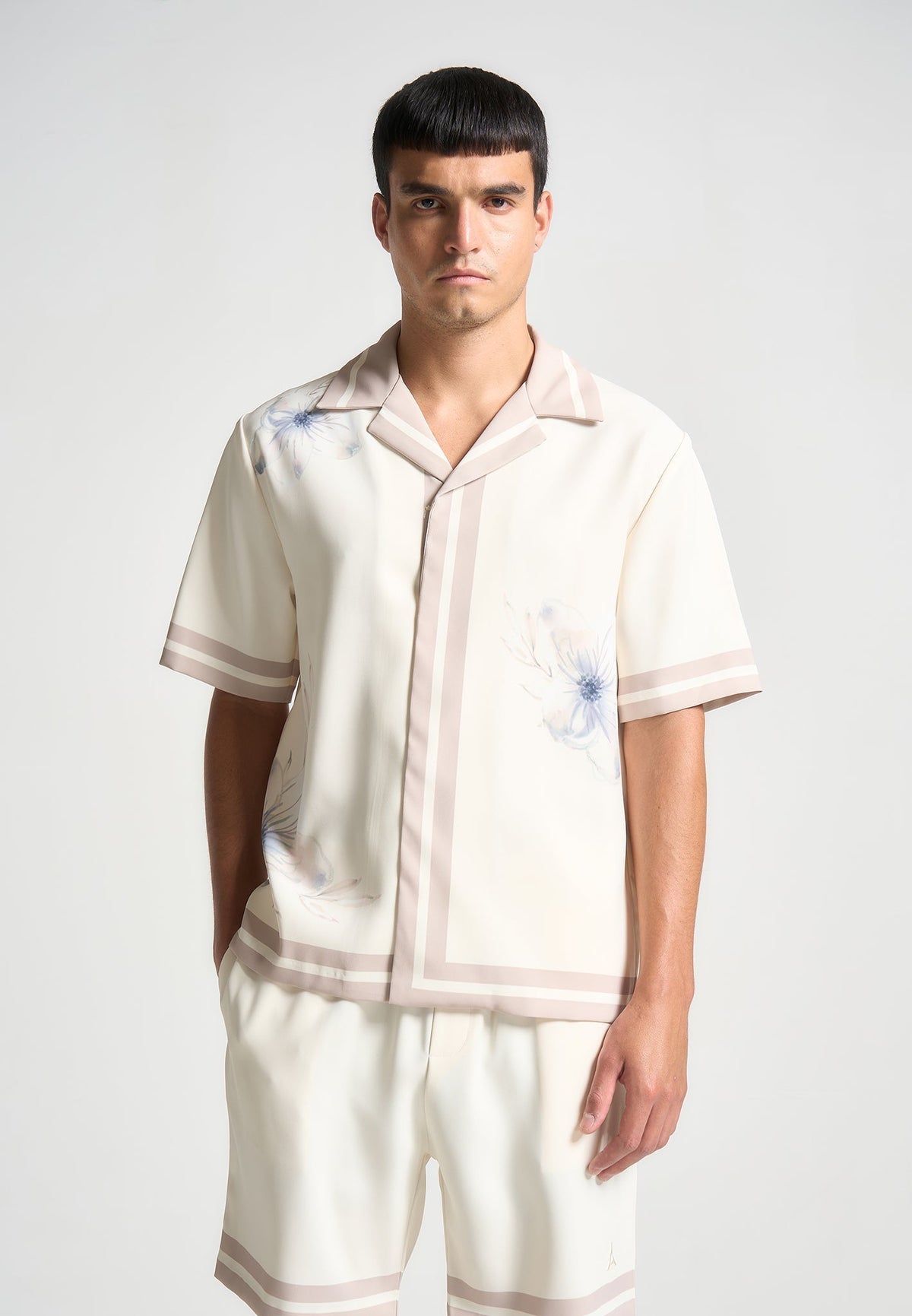 Floral Border Resort Shirt - Cream