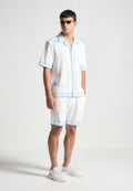 Floral Border Shorts - Blue