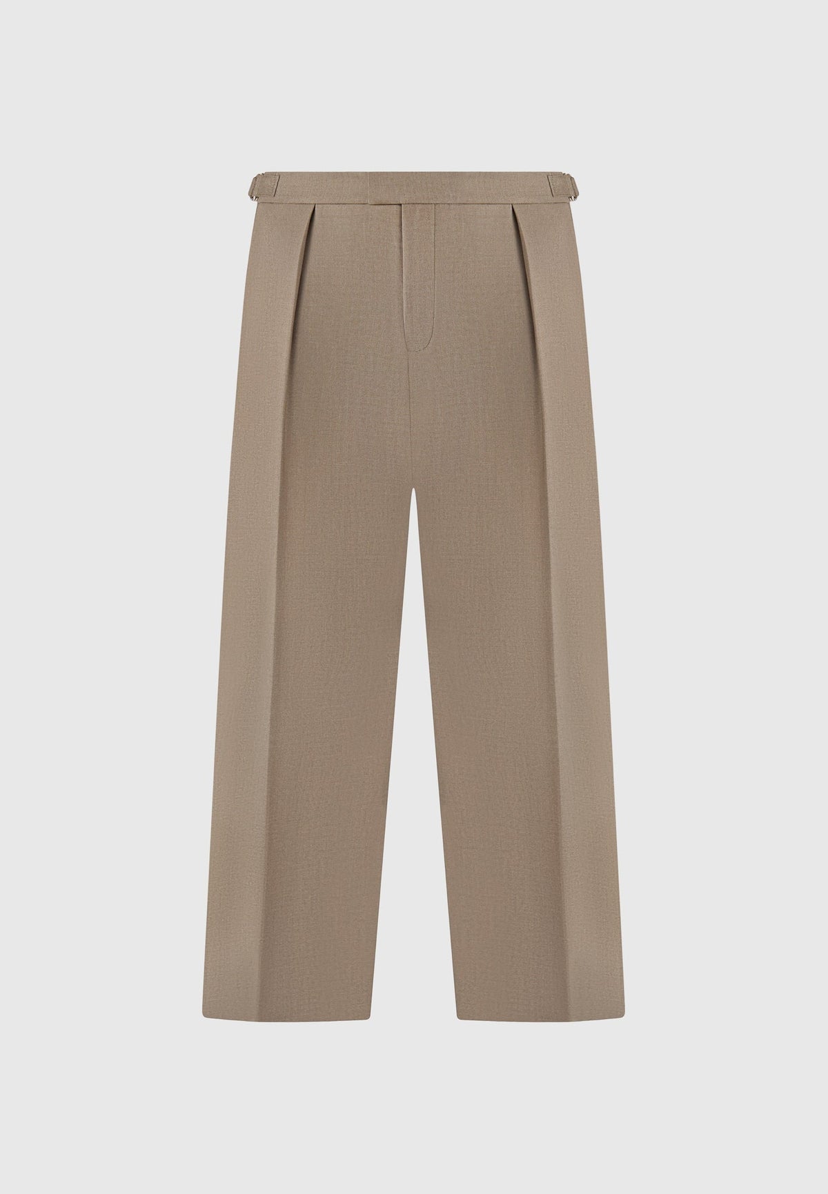 Relaxed Fit Hatched Pleated Tailored Trousers - Khaki