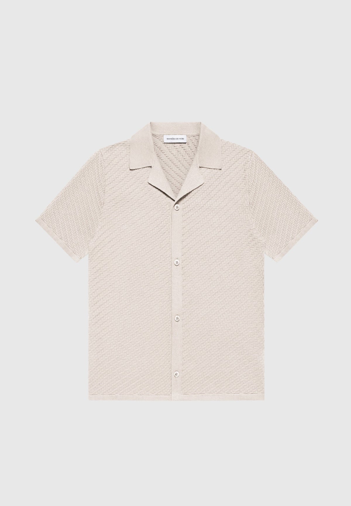 Herringbone Knit Revere Shirt - Taupe