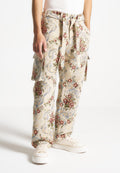 Jacquard Cargo Trousers - Beige