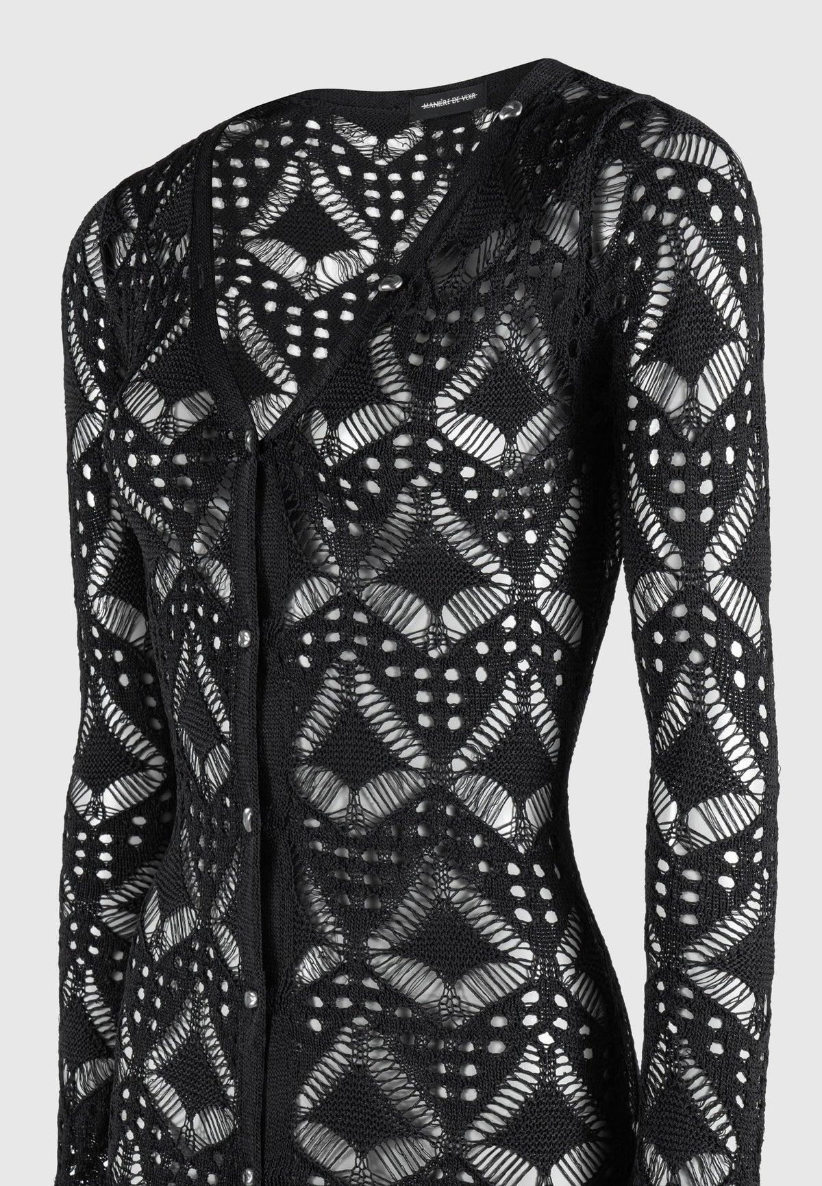 Knit Longline Cover Up Cardigan - Black