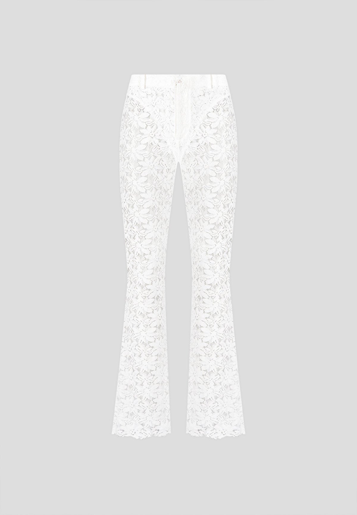 Lace Fit and Flare Trousers - White