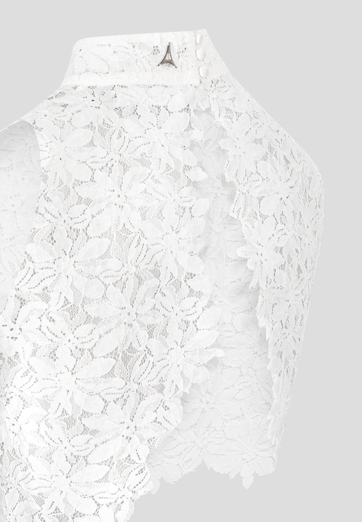 Lace Open Back Top - White