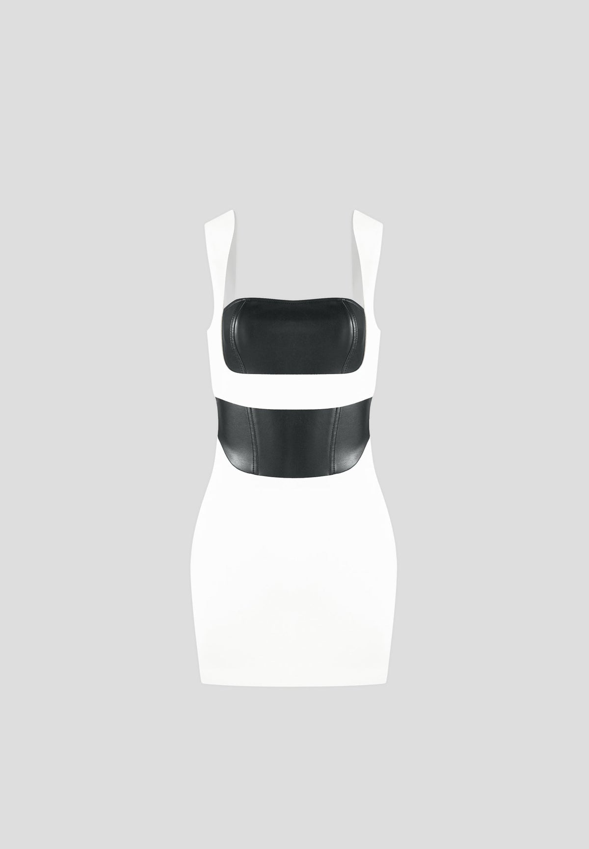 Layered Corset Mini Dress - White/Black