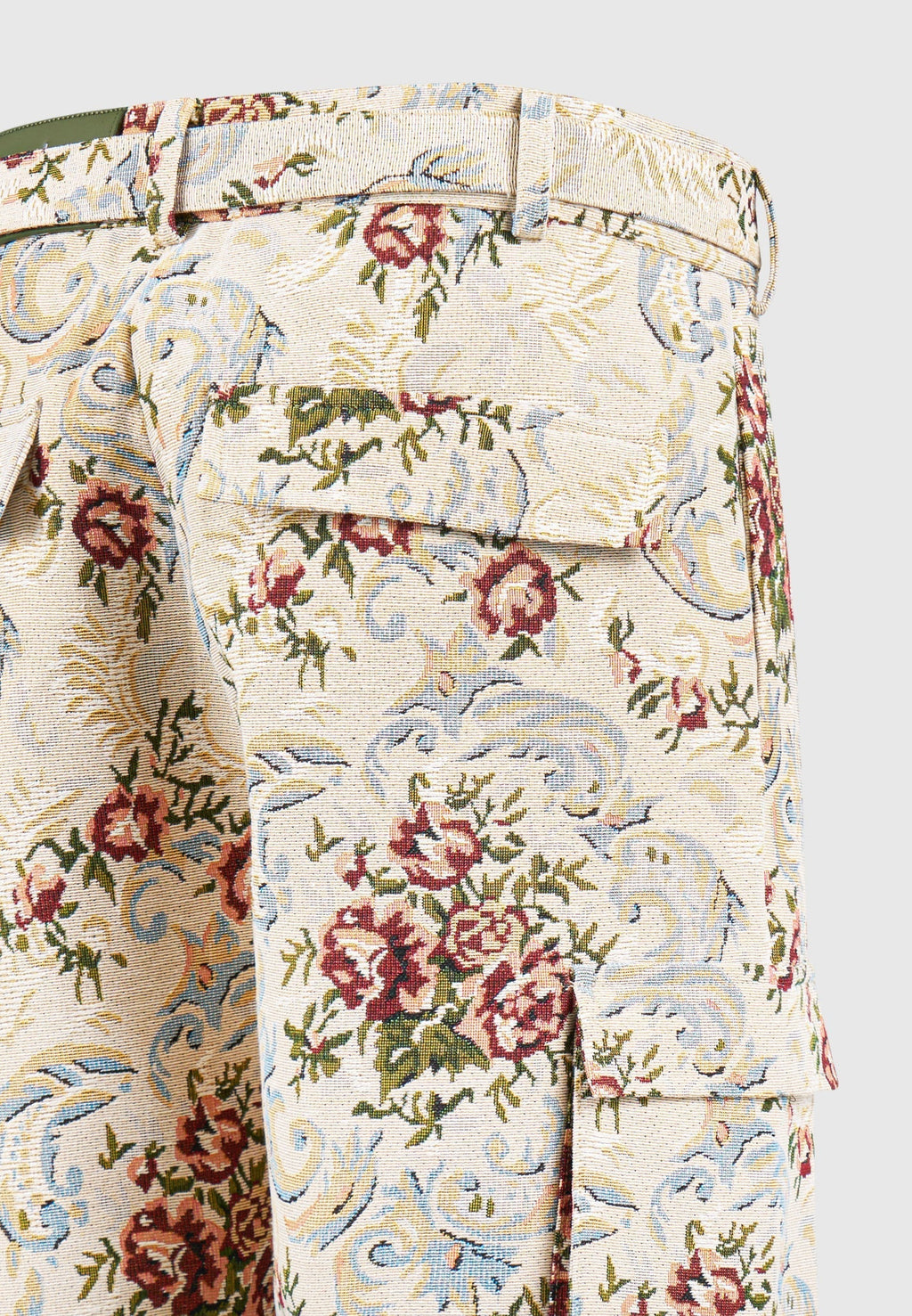 Jacquard Cargo Trousers - Beige