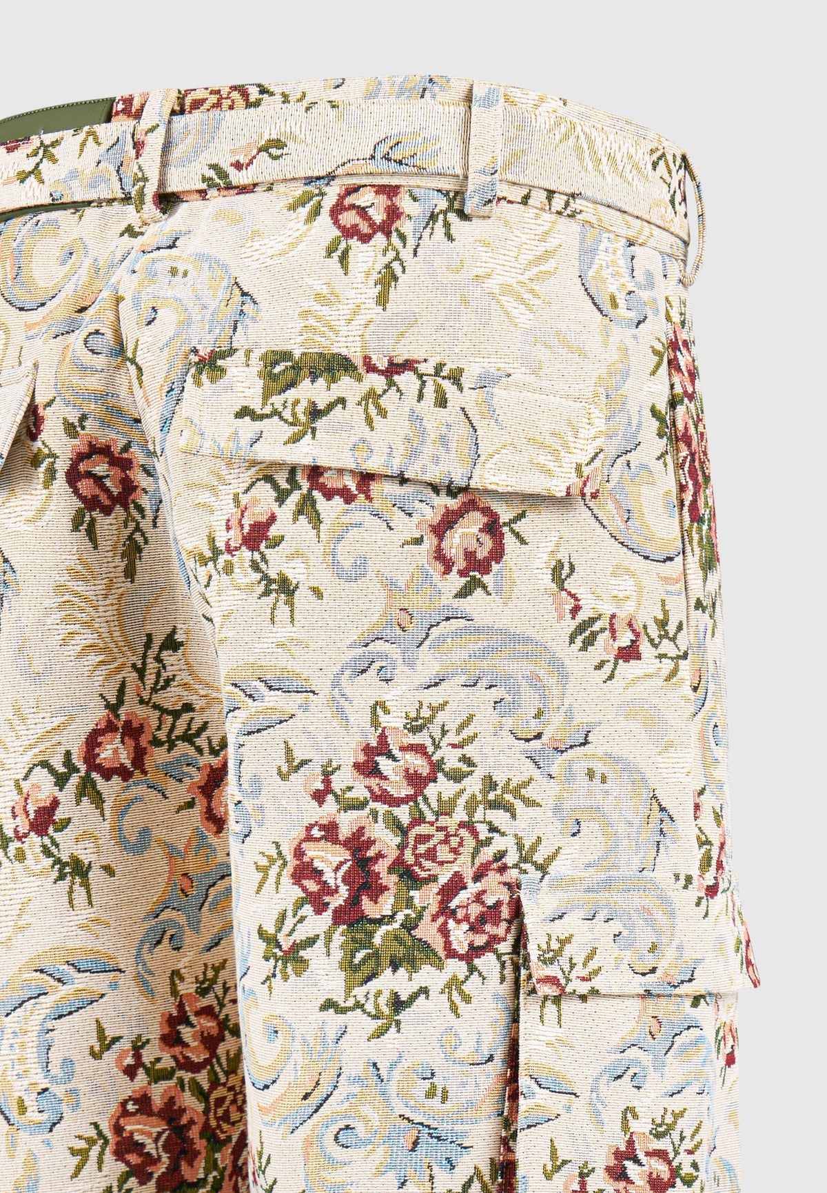 Jacquard Cargo Trousers - Beige