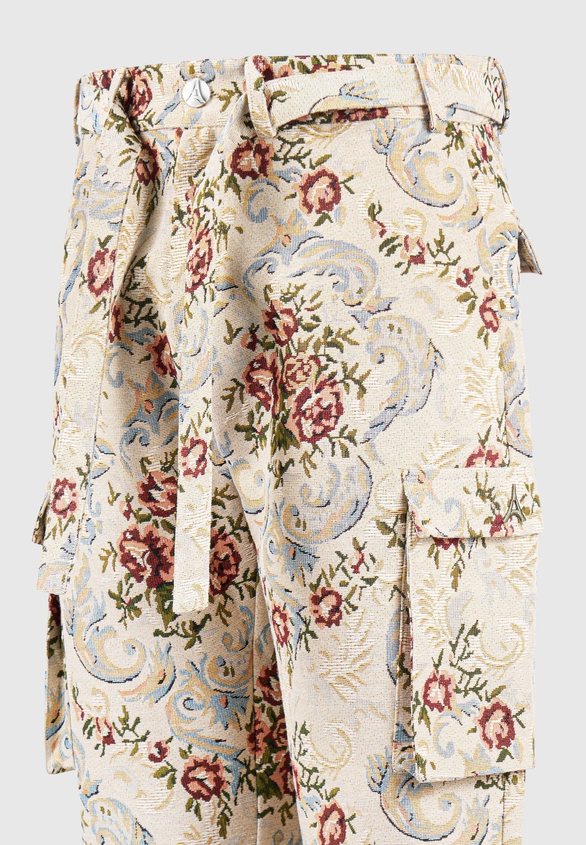 Jacquard Cargo Trousers - Beige