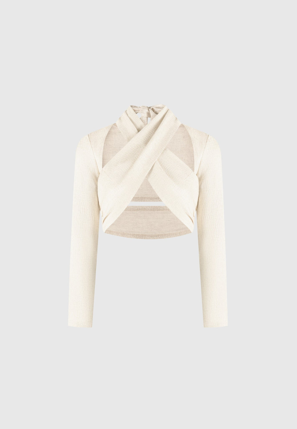 Linen Crossover Bolero Top - Natural