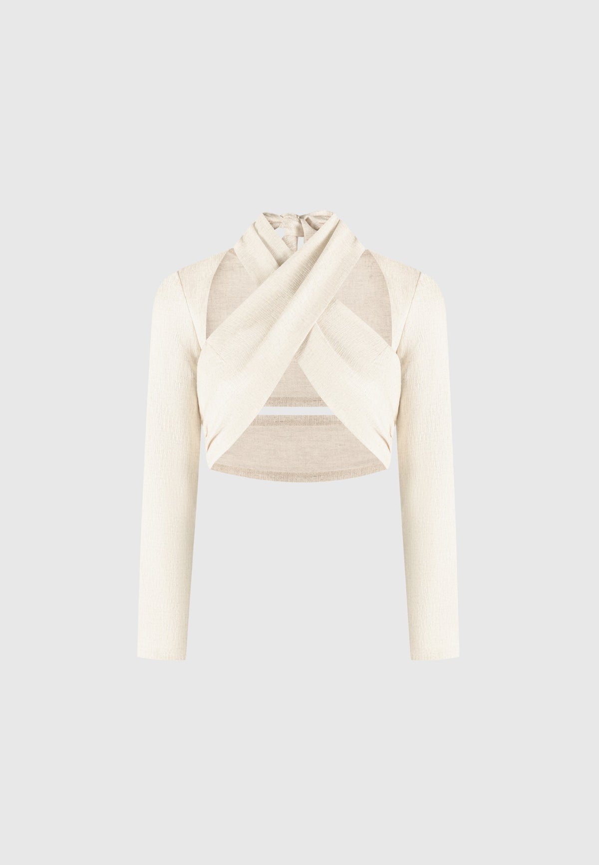 Linen Crossover Bolero Top - Natural