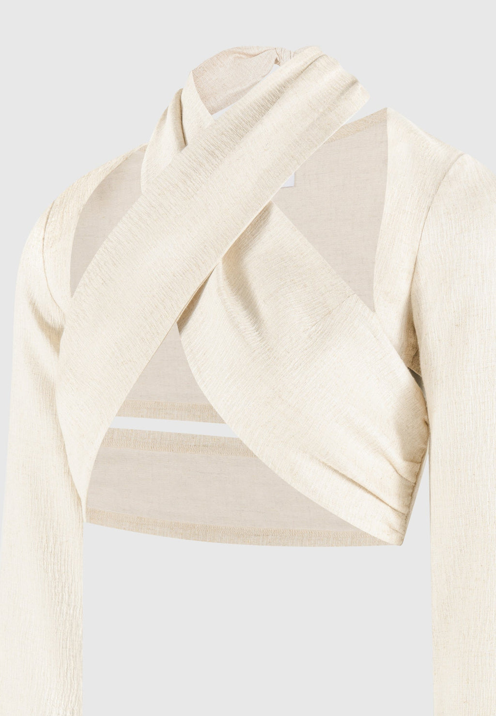 Linen Crossover Bolero Top - Natural