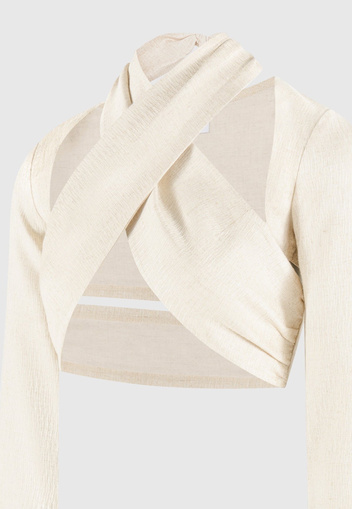 Linen Crossover Bolero Top - Natural