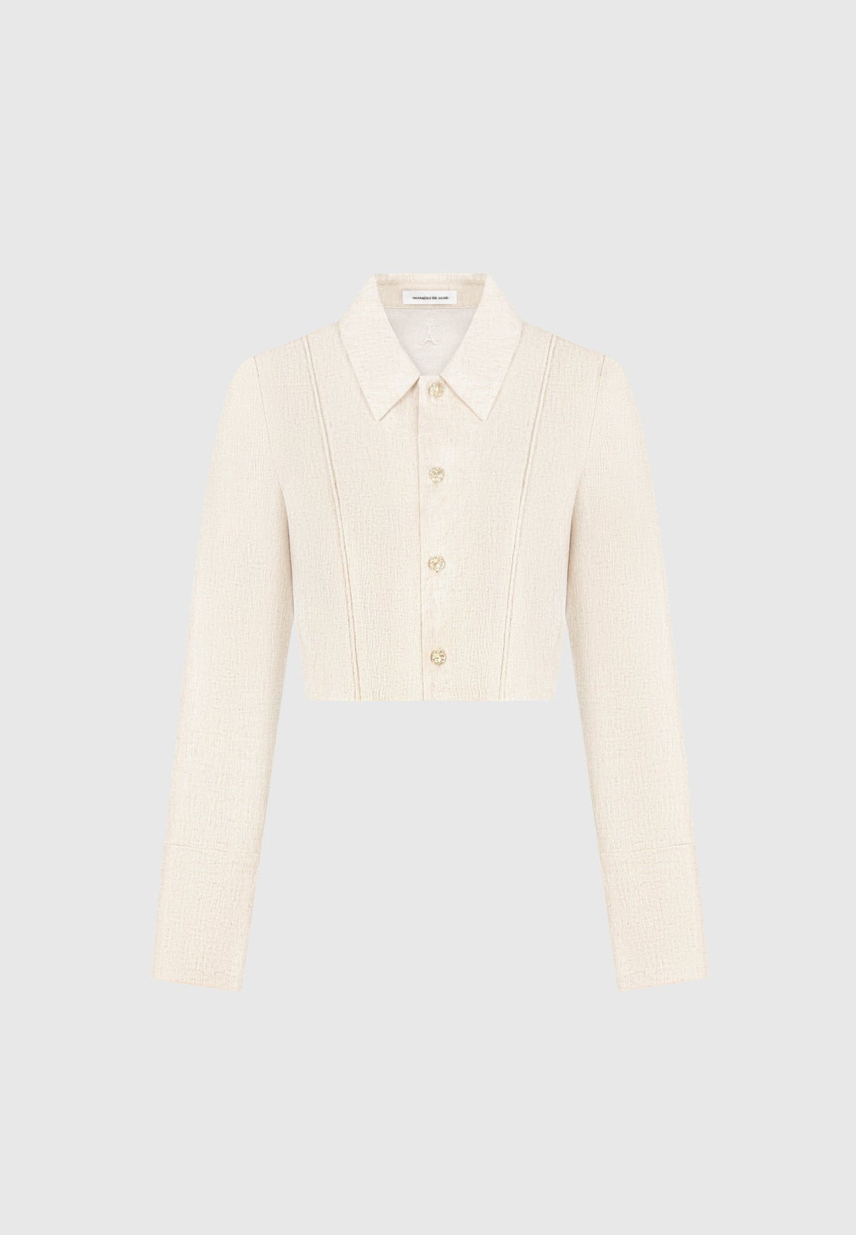 Linen Pintuck Cropped Shirt - Natural