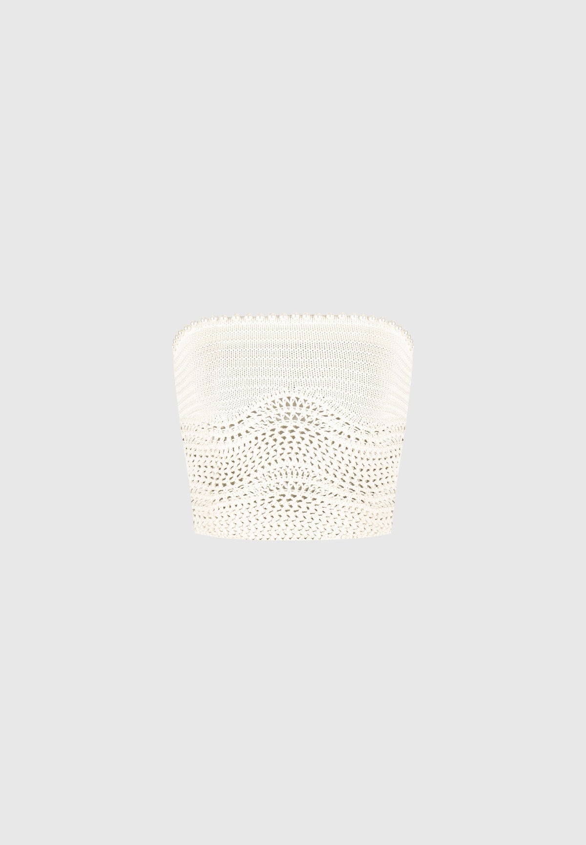 Pearl Applique Crochet Bandeau Top - Cream