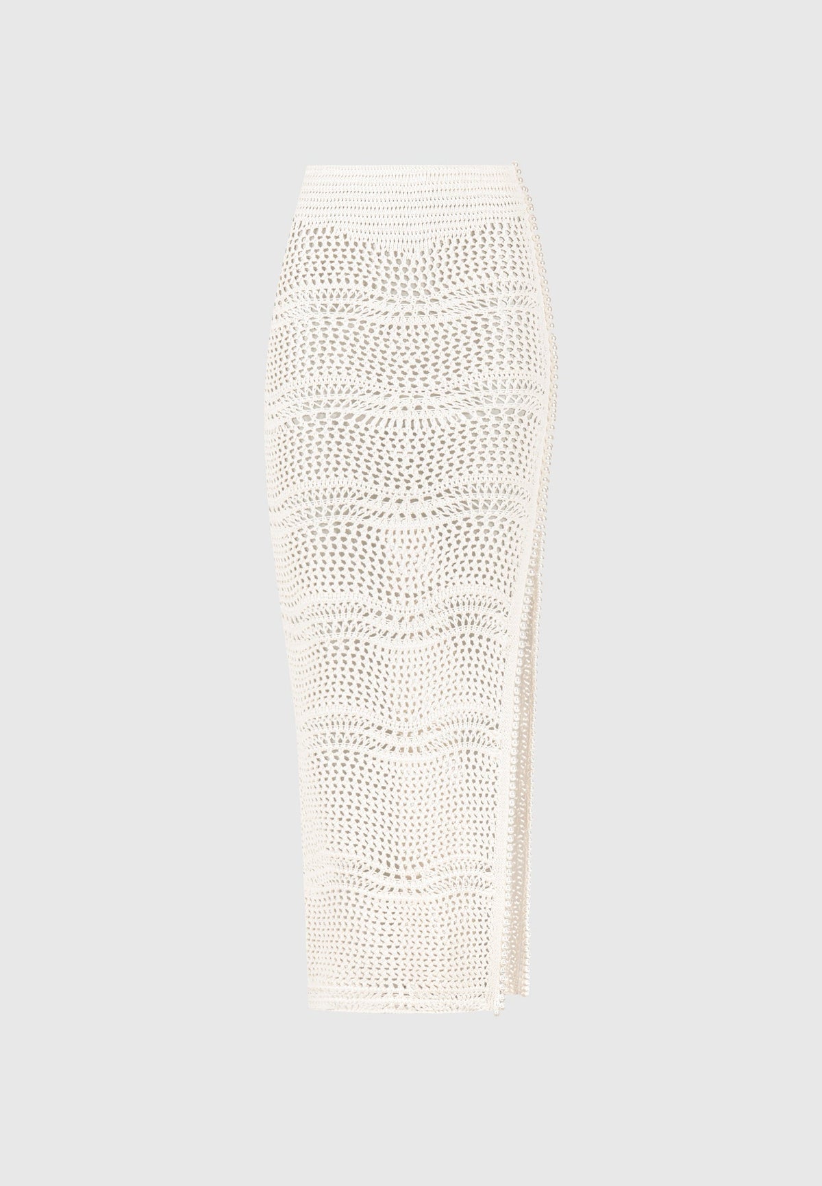 Pearl Applique Crochet Maxi Skirt - Cream