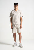 Pinstripe Revere Shirt - Beige
