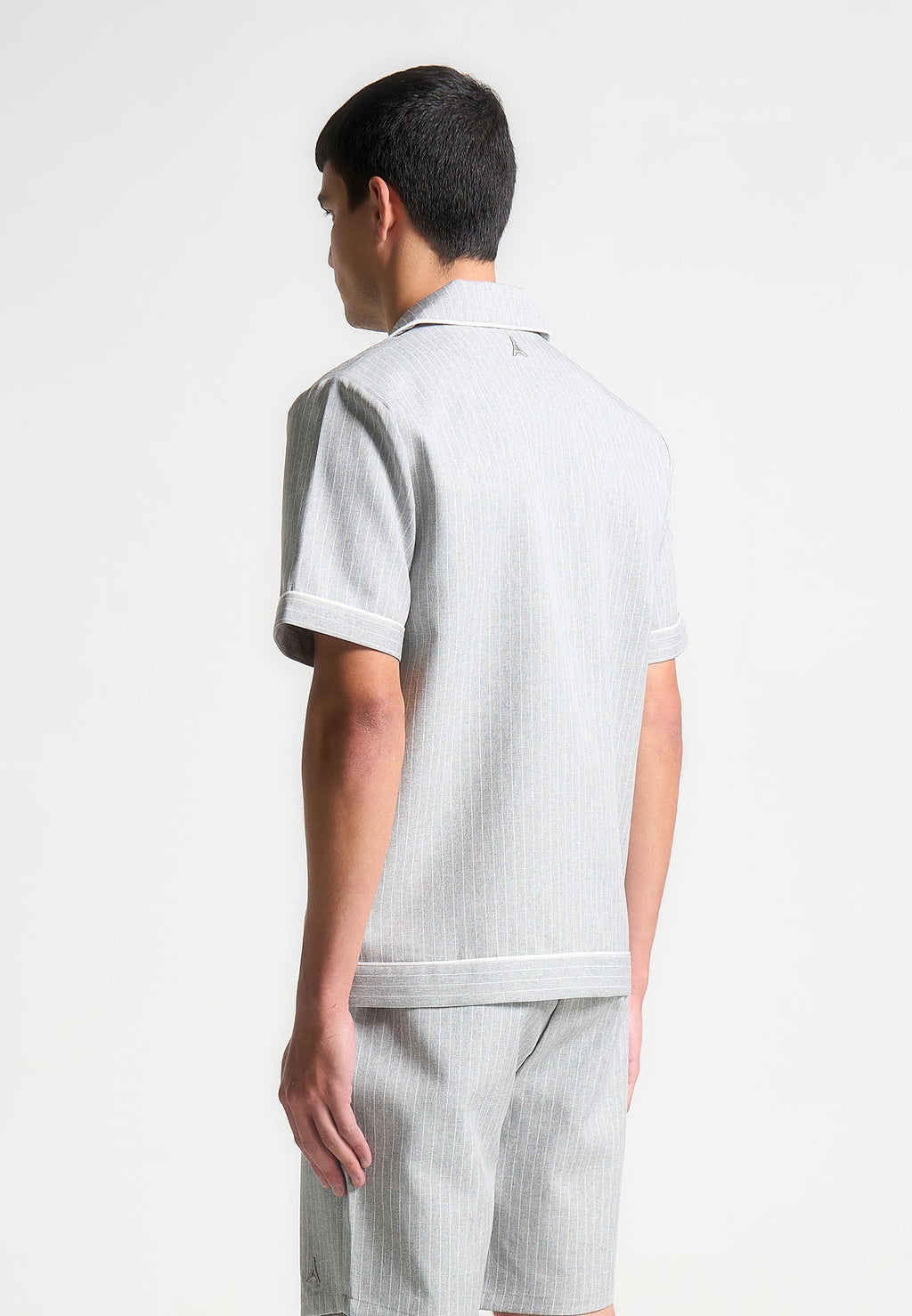 Pinstripe Revere Shirt - Grey