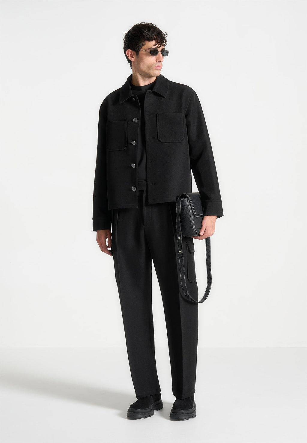 Relaxed Fit Twill Pocket Trousers - Black