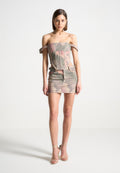Renaissance Camo Bardot Corset Top - Multi