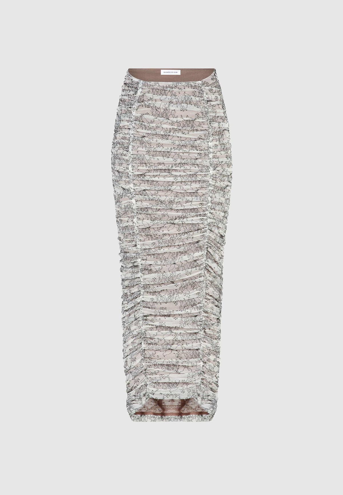 Ruched Lace Asymmetric Midaxi Skirt - Off White