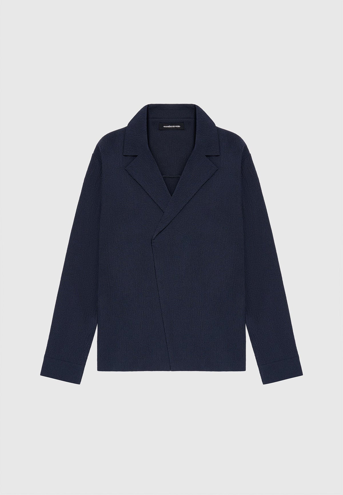 Seersucker Double Breasted Shirt - Navy