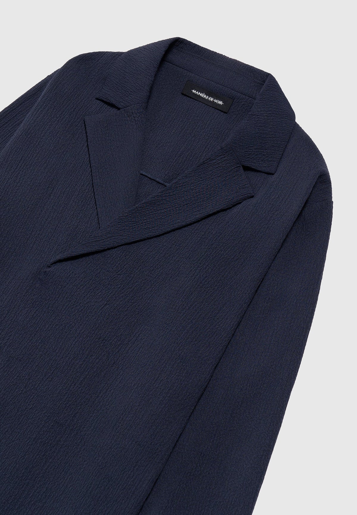 Seersucker Double Breasted Shirt - Navy