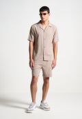 Seersucker Revere Shirt - Taupe