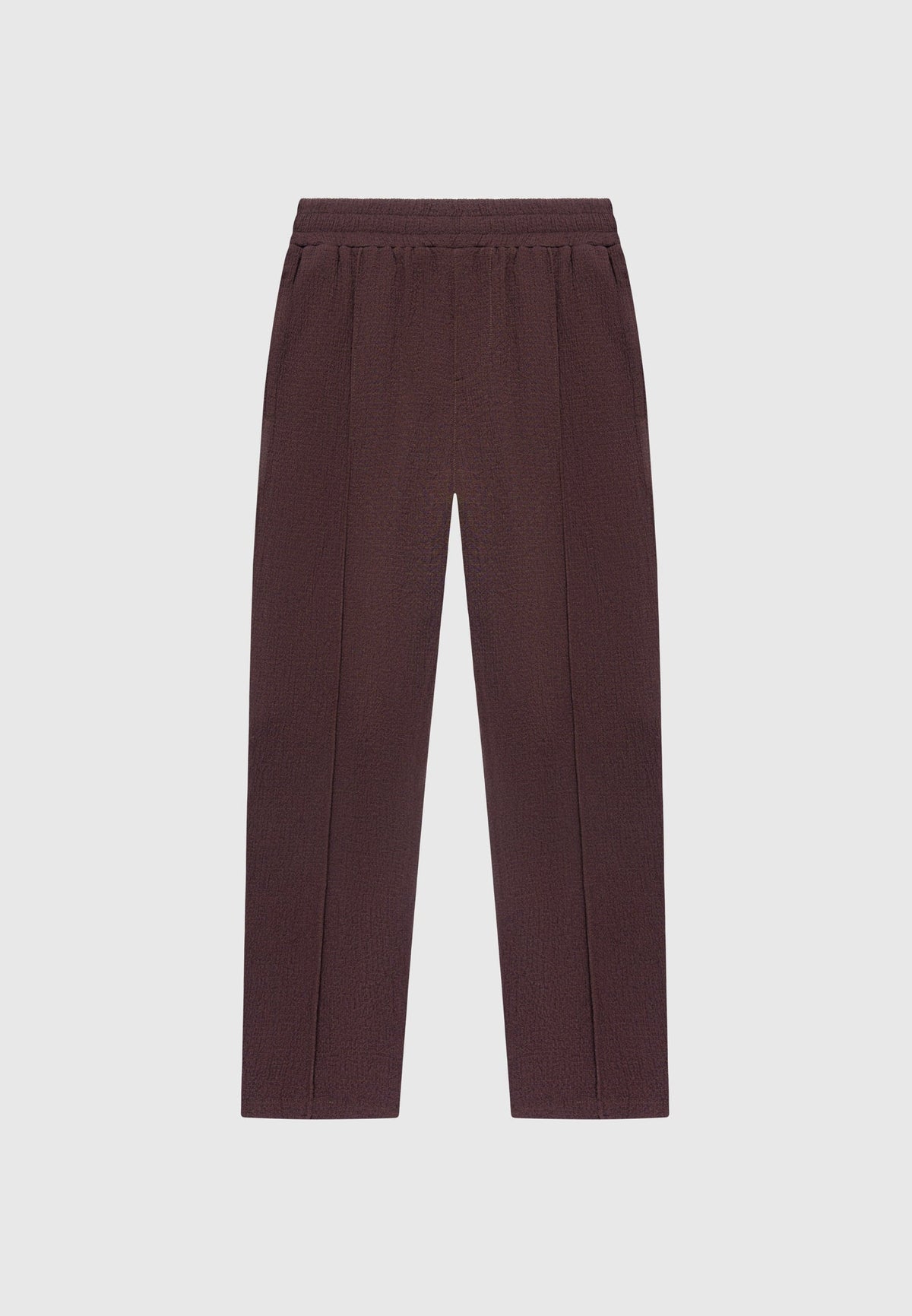 Seersucker Tapered Trousers - Brown