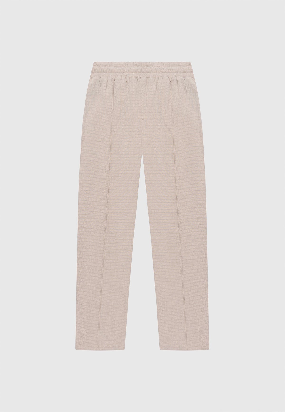 Seersucker Tapered Trousers - Taupe