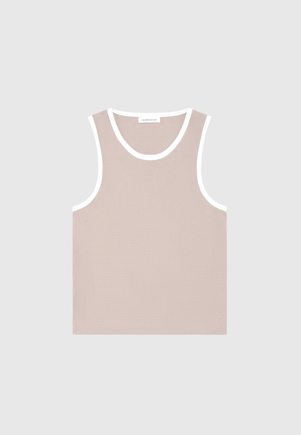 Seersucker Vest - Beige/White