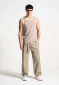 Seersucker Vest - Beige/White