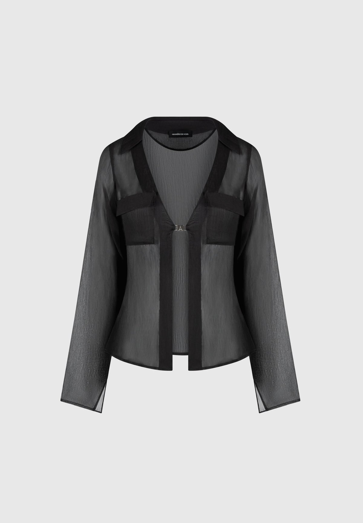 Sheer Shirt with Clasp - Black