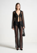 Sheer Shirt with Clasp - Black